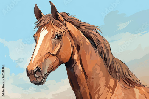 Detailed digital illustration of a beautiful horse  perfect for posters  postcards  or prints.
