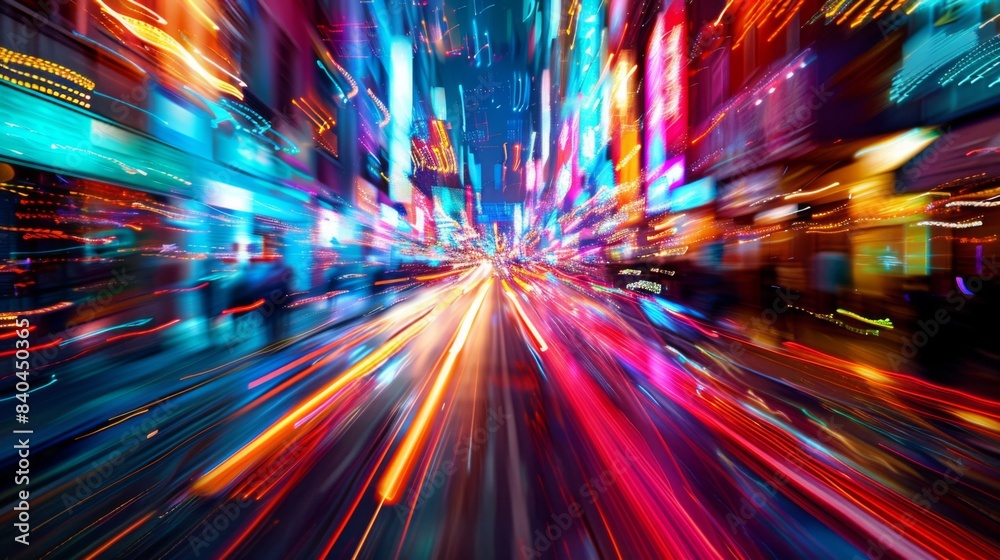 Motion speed lighting in the city