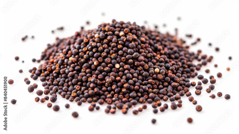 dried mustard seeds Isolated on white background. cooking ingredients for healthful food concept for designer