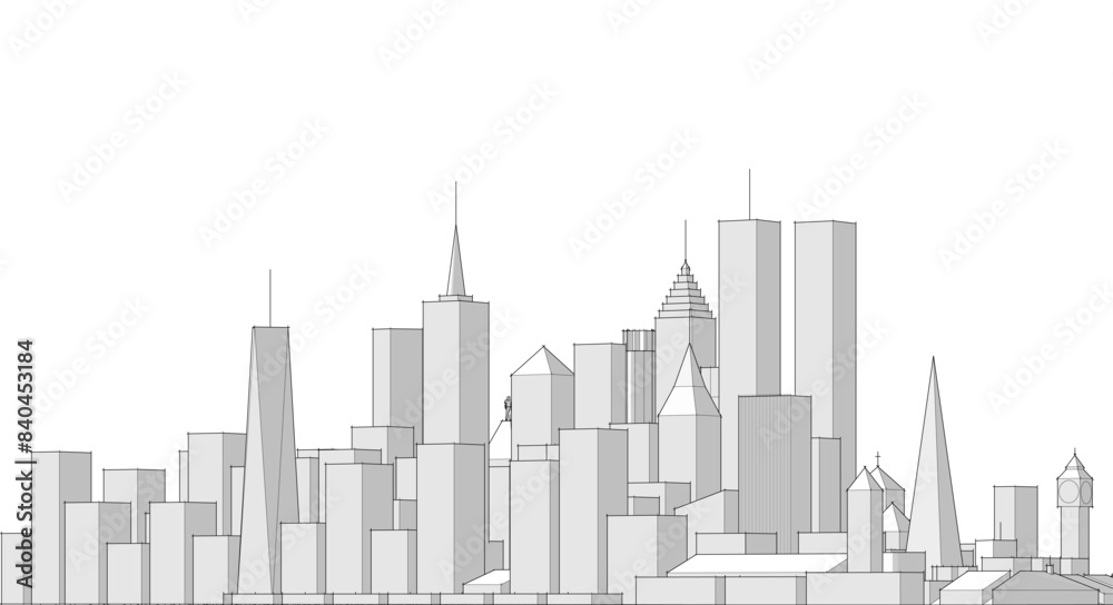 Fototapeta premium modern city panorama 3d illustration