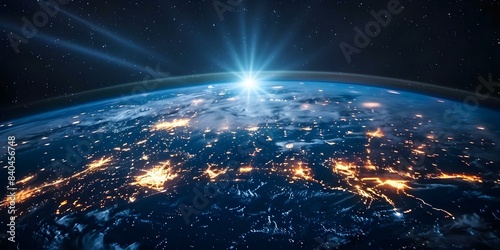 Global Connectivity Orbiting Satellites and Technology Linking Earth. Concept Satellite Technology, Global Connectivity, Earth Link, Space Innovation, Communication Systems © Anastasiia
