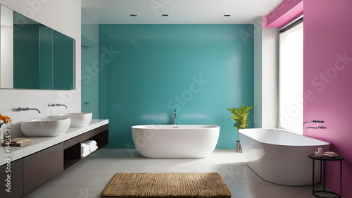 Interior modern colored bathroom  Minimalism Generative AI