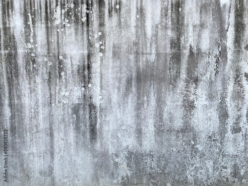black mold indicating damp on outside white cement wall.