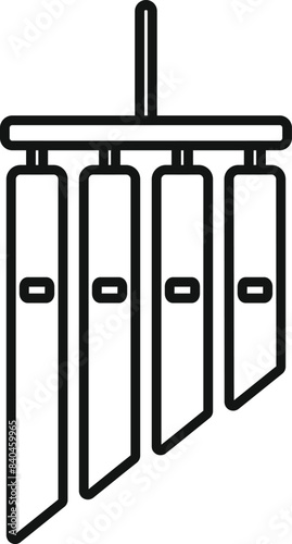 Minimalist black and white vector image of hanging wind chimes