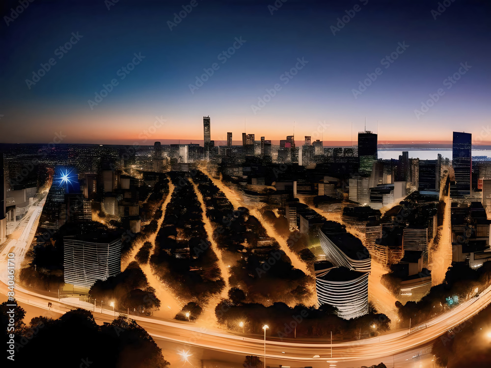 Naklejka premium city at sunset