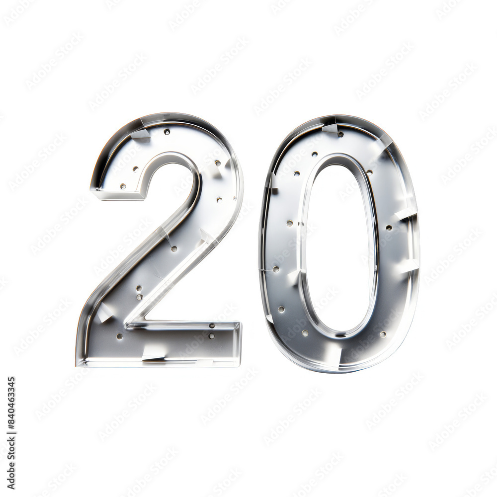 3D rendering number 20, silver metalon cut-out white background, transparent PNG cutout cliparts 3D rendering number 20, silver metalon cut-out white background, transparent PNG cutout cliparts
