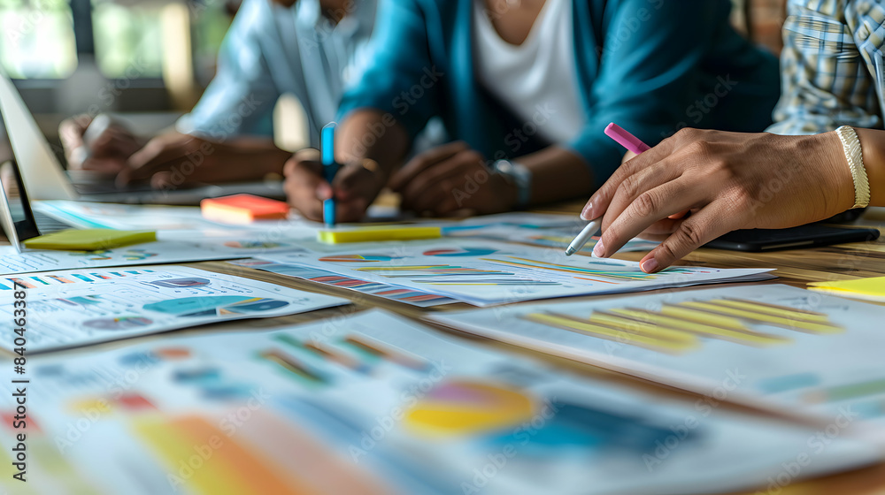 Photo Realistic Financial Team Collaborating on Budget Planning Concept: Vector Illustration with Charts, Digital Tools 8 Color Palette Photo Realistic Financial Team Collaborating on Budget Planning Concept: Vector Illustration with Charts, Digital Tools 8 Color Palette