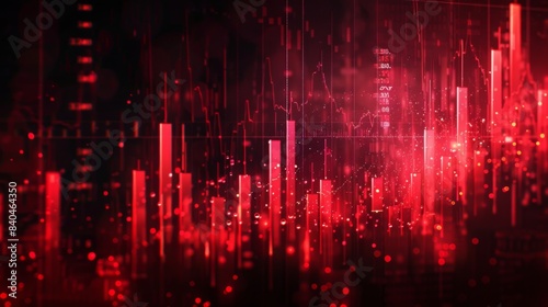 The red crashing market volatility of crypto trading with technical graph and indicator, red candlesticks going down without resistance, © Plaifah