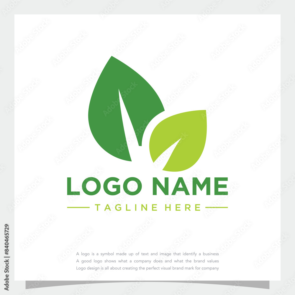 Obraz premium Flat monogram logotype leaf flower