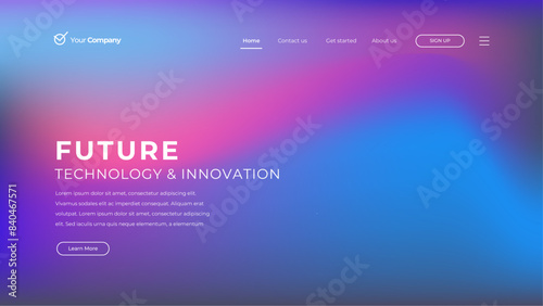 Colorful mesh gradient landing page template. Abstract background