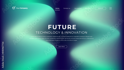 Colorful mesh gradient landing page template. Abstract background