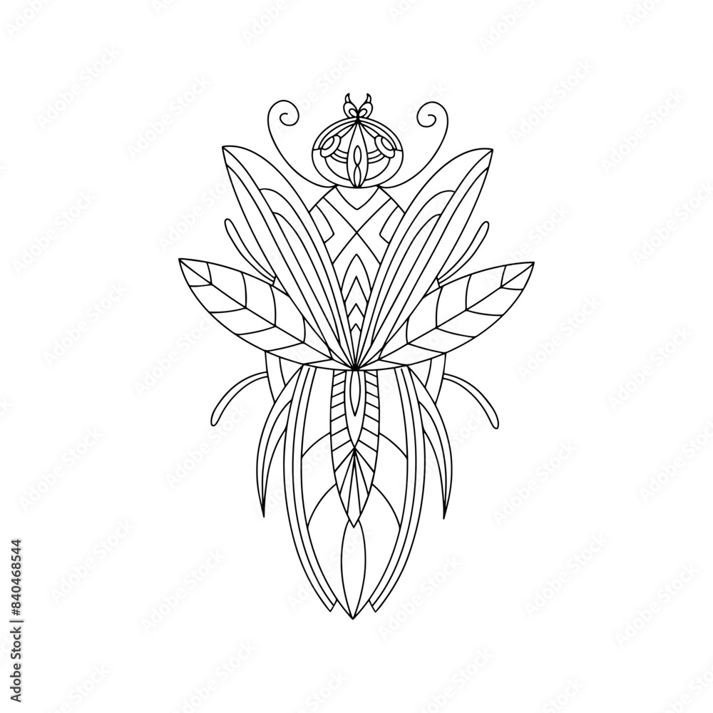 Decorated bug linear illustration Decorated bug linear illustration