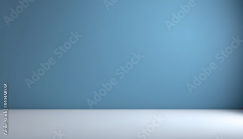 Wallpaper Mural Empty room with natural light, blue wall and white floor. Minimalistic blue background for interior design, modern home decor, creative space, fashion photography. Torontodigital.ca