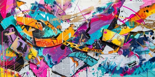 Abstract Graffiti Artwork With Vibrant Colors and Geometric Shapes
