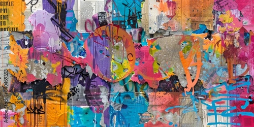 Colorful Graffiti Art on Torn Paper in Urban Environment