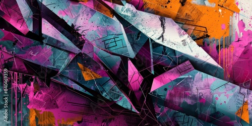Abstract Geometric Shapes in Pink, Blue, and Orange