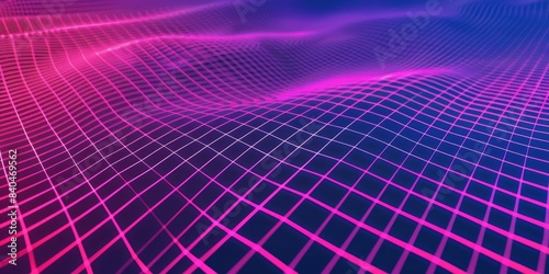 Futuristic Neon Grid Background With Pink and Blue Hues