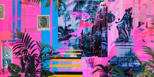 A Collage of Tropical Cityscapes and Digital Windows