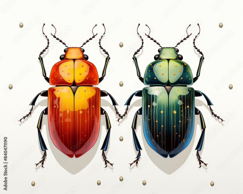 Beetle classification flat design front view taxonomy water color ...