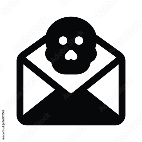 Cross sign on mail denoting icon of mail error, spam mail vector design