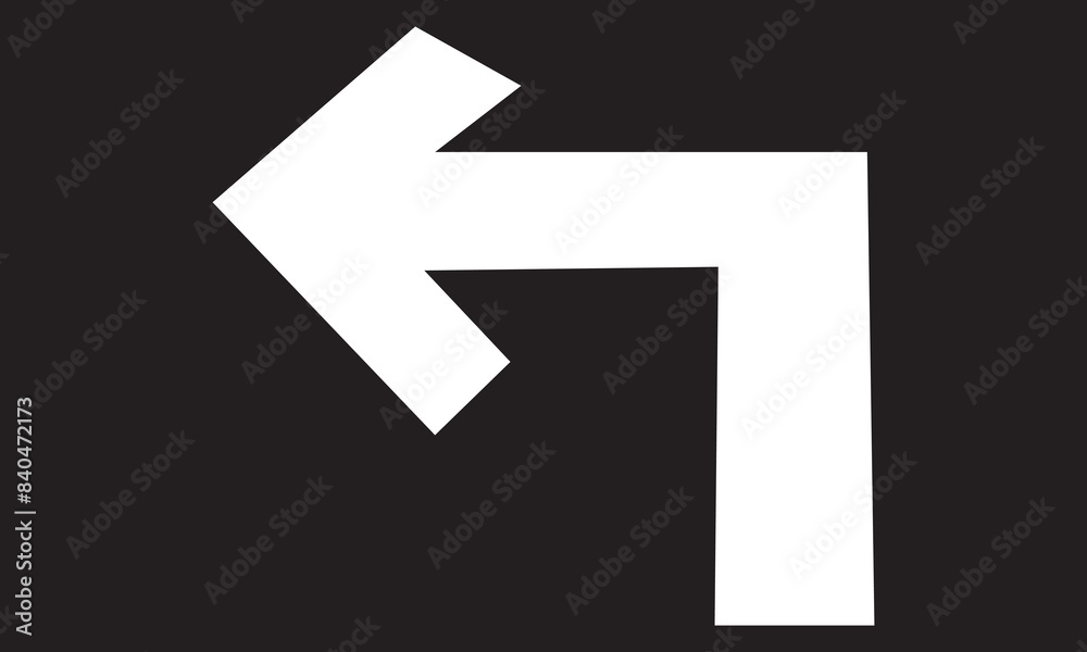 Left arrow for road direction. Directional arrow icon illustration Simple thin line, outline of Arrow icons on black background. vector illustration. Left arrow for road direction. Directional arrow icon illustration Simple thin line, outline of Arrow icons on black background. vector illustration.