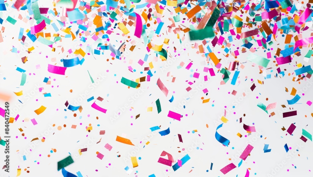 Obraz premium confetti falling in the air, white background