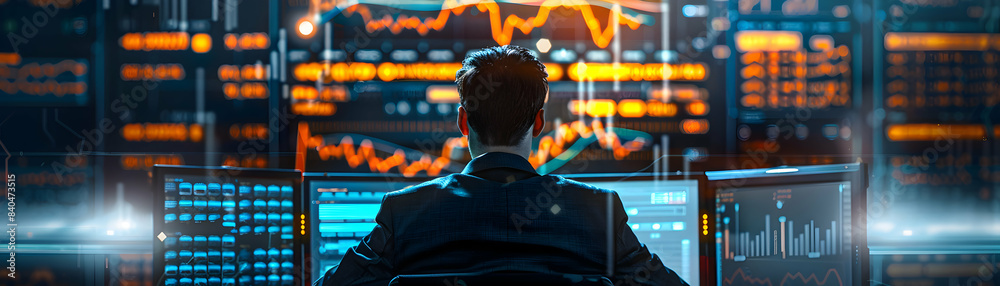 Stock Analyst Utilizing Blockchain Technology for Advanced Financial Analysis in High Tech Office Setting, Emphasizing Innovation and Stock Valuation Photo Realistic Stock Concep Stock Analyst Utilizing Blockchain Technology for Advanced Financial Analysis in High Tech Office Setting, Emphasizing Innovation and Stock Valuation Photo Realistic Stock Concep
