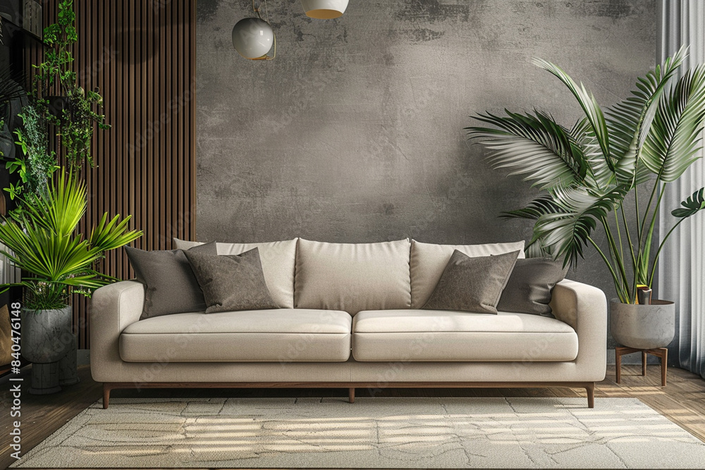 Modern Interior Design of Living room along with sofa set and indoor plants Modern Interior Design of Living room along with sofa set and indoor plants