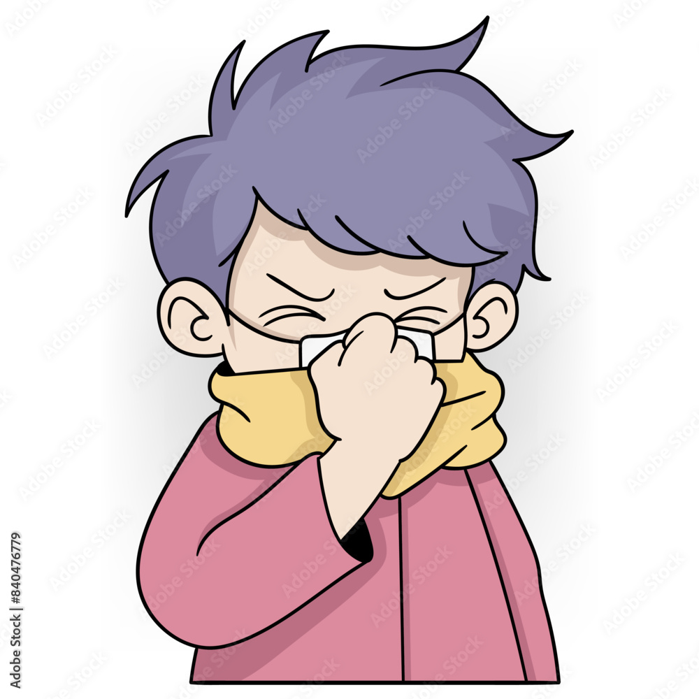 Cartoon doodle keeps the body healthy from virus attacks Cartoon doodle keeps the body healthy from virus attacks