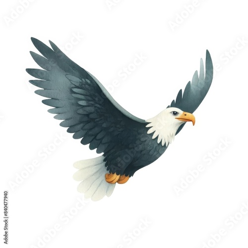 A cartoon eagle is flying in the sky