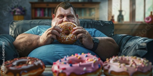 Man Sitting in Chair With Donuts