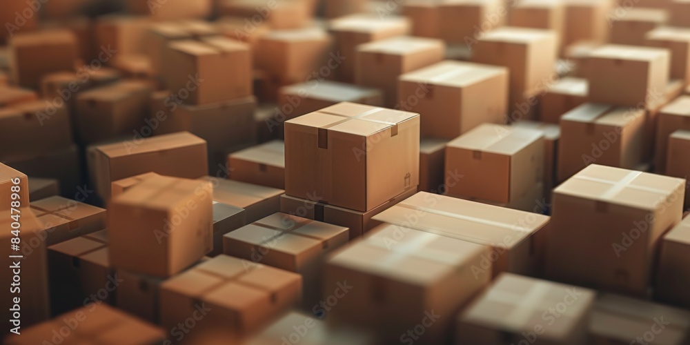 Fototapeta premium Stacked Boxes in Warehouse