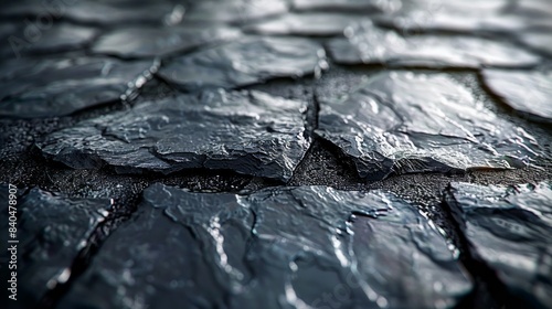 Close-up of a dark grey black slate surface, showcasing the intricate patterns and rich tones of the slate, perfect for a modern and minimalist design. AI Generative photo