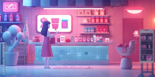 Woman in Pink Dress Standing in Room