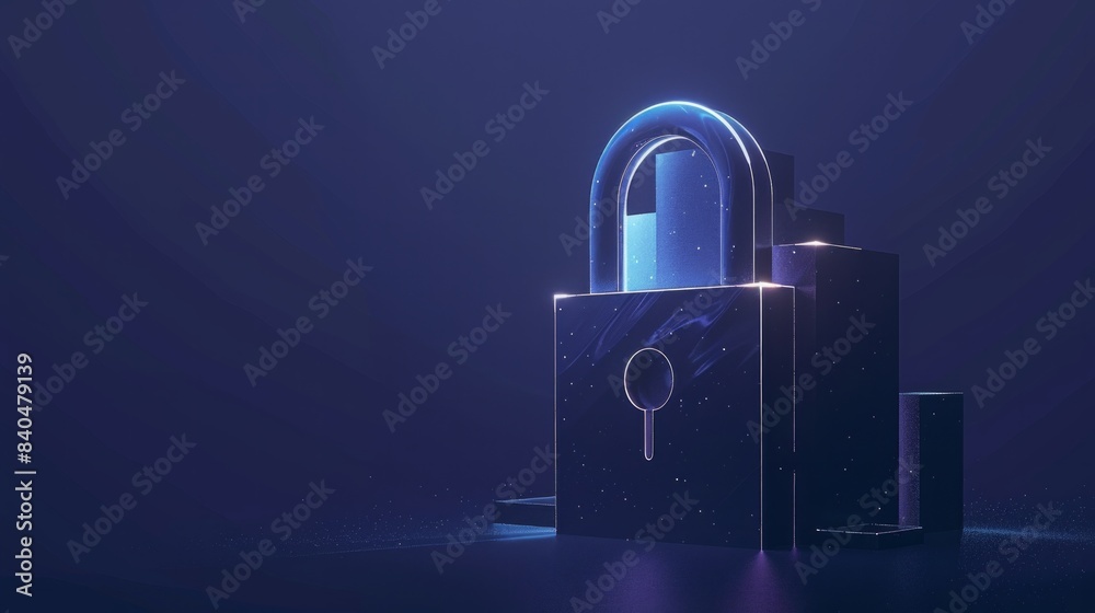 Digital padlock icon on a dark blue background, symbolizing cyber security and data protection, with modern, sleek design elements. AI Generative Digital padlock icon on a dark blue background, symbolizing cyber security and data protection, with modern, sleek design elements. AI Generative