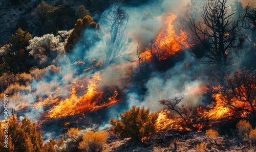 aerial view forest fire in utah photo