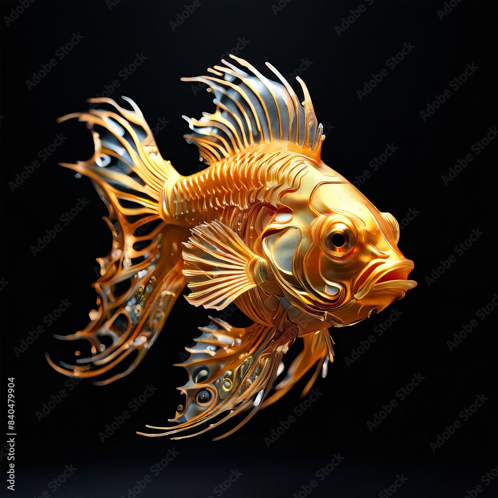 Fototapeta premium ai generated image, Mechanical Goldfish