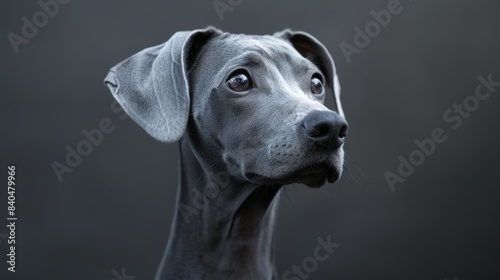 Generate an image featuring a grey dog
