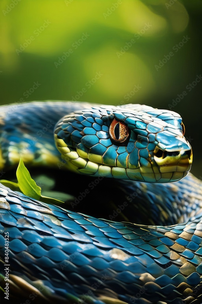 snake gracefully coiled on a branch, creating a mesmerizing display of natures beauty. snake gracefully coiled on a branch, creating a mesmerizing display of natures beauty.