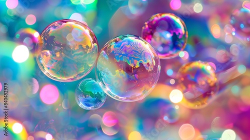 A close up of a bunch of bubbles floating in the air  AI