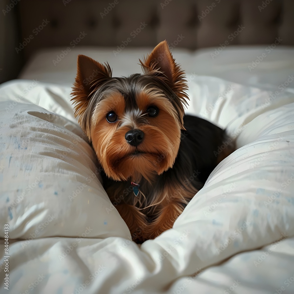Yorkshire Terrier Resting In Bed Generative Art Yorkshire Terrier Resting In Bed Generative Art