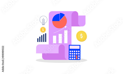 Financial report concept. Business analytics, accounting logo