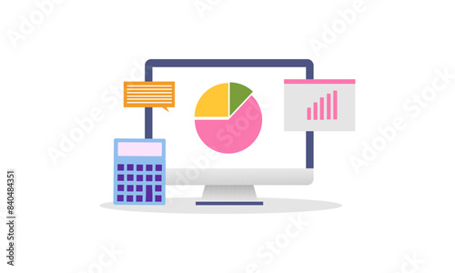 Financial report concept. Business analytics, accounting logo