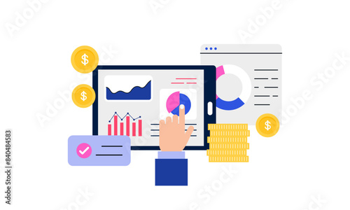 Financial report concept. Business analytics, accounting logo