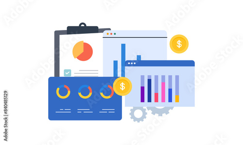 Financial report concept. Business analytics, accounting logo