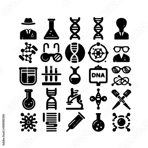 DNA, Biology, Nerd silhouette set