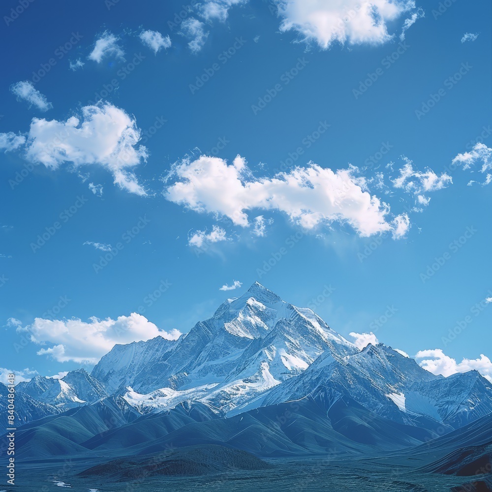 Fototapeta premium Majestic Mountain Range: Snow-Capped Peak in the Hindu Kush