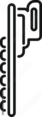 Minimalistic black and white zipper line icon vector illustration design for clothing, fashion, and sewing apparel with a modern, artistic, and customizable flat style