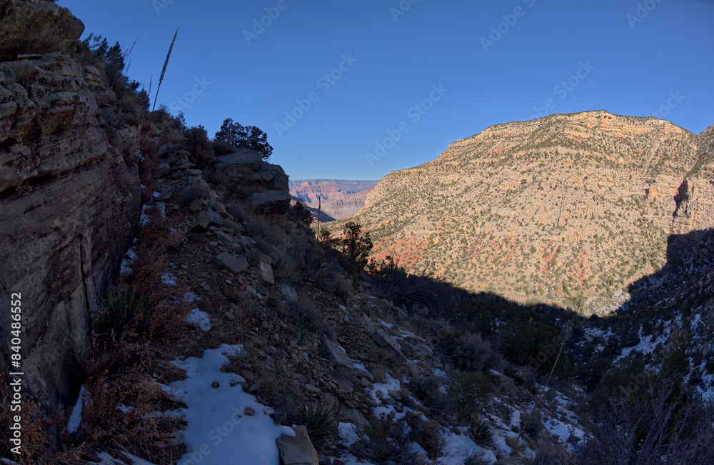 The cliff trail of Waldron Canyon , southwest of Hermit Canyon in winter, Grand Canyon, Arizona, United States of America The cliff trail of Waldron Canyon , southwest of Hermit Canyon in winter, Grand Canyon, Arizona, United States of America