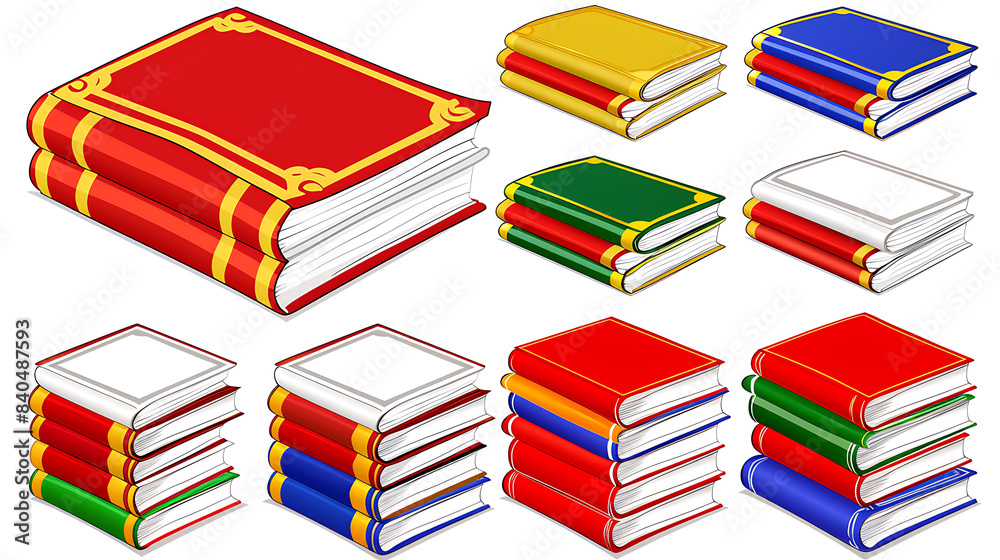 illustration of a set of colorful books on a white background. illustration of a set of colorful books on a white background.